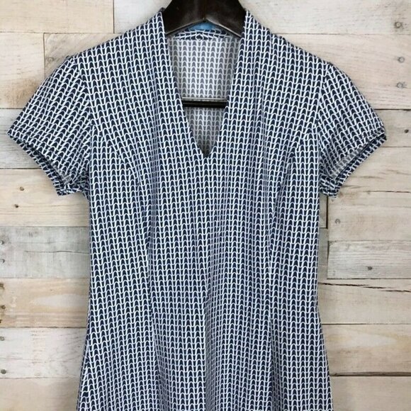 J. McLaughlin A Line Dress Blue Geometric Small - Picture 4 of 6